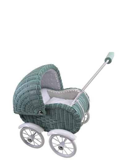 Magni Toys Doll Trolley, Small, Wicker Dusty Green - Green - ONE SIZE
