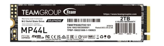 Team Group Mp44l - Ssd - 2 Tb - Intern - M.2 2280 - Pcie 4.0 X4 (Nvme)