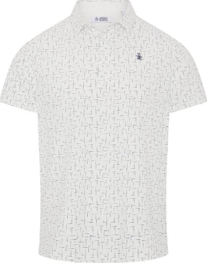 Original Penguin OP Archives Golf Flag Printed Polo Golf pologenser herre Bright White XX Large