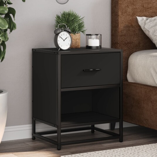 Nattbord svart 40x31x50 cm heltre furu 8721102837432
