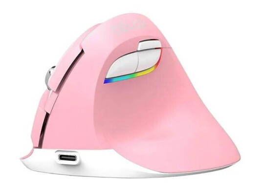 Delux M618Mini Rosa Trådløs Vertikal Mus med 2400DPI Delux M618Mini Rosa Trådløs Vertikal Mus med 2400DPI