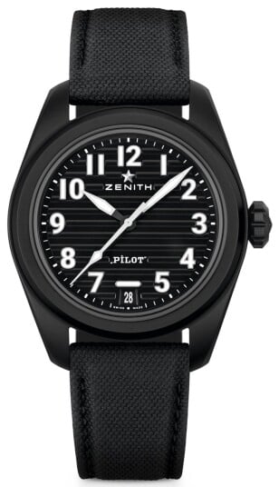 Zenith Herreklokke 49.4000.3620 21.I001 Pilot Sort/Gummi Ø40 mm Zenith Herreklokke 49.4000.3620 21.I001 Pilot Sort/Gummi Ø40 mm