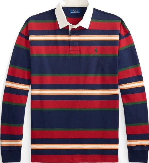Polo Ralph Lauren Big Fit Striped Jersey Rugby Shirt Navy XS