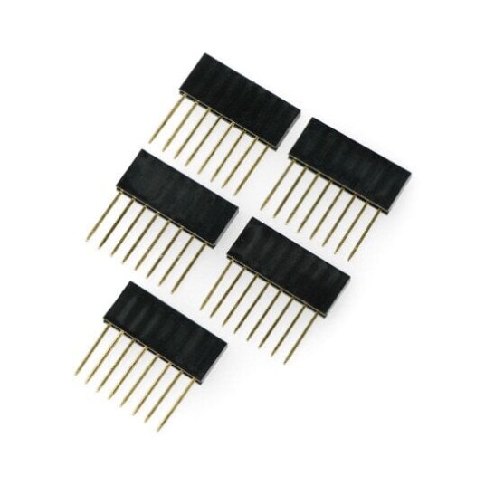 Forlenget hunnkontakt 1x8 raster 2,54mm for Arduino 5 stk. Forlenget hunnkontakt 1x8 raster 2,54mm for Arduino 5 stk.