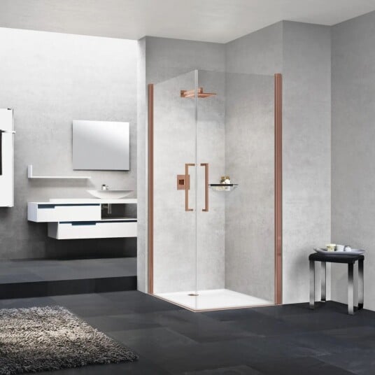 Novellini Young 2.0 2G Slagdør Børstet Bronse / 80cm Klart Glass
