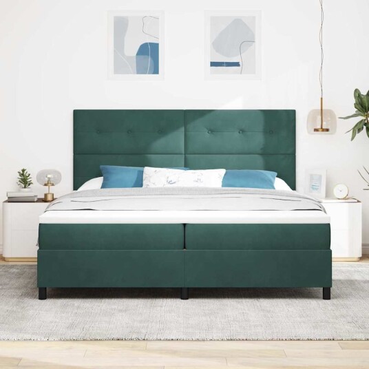 Box Spring Seng med Madrass Mørkegrønn 200x200 cm Fløyel Box Spring Seng med Madrass Mørkegrønn 200x200 cm Fløyel
