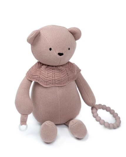 Smallstuff Baby Aktivitetsleke - Strikket Bjørn - Soft Rose / powder