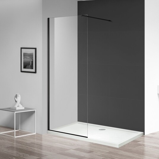 CELESTE FAST DUSJVEGG 90X190CM SORT VENSTRE 6MM GLASS M/SIKKERHETSFOLIE