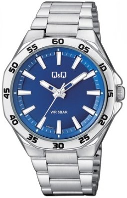 Q&Q Herreklokke QZ82J202Y Classic Blå/Stål Ø42 mm