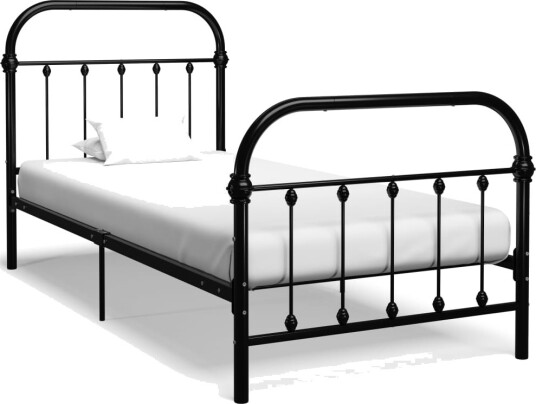  Sengeramme svart metall 90x200 cm