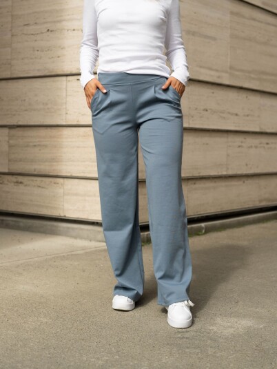 Ichi Kate Wide Pant Long Blå L