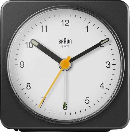 Braun Vekkerklokke analog 7,8 cm svart/hvit Braun Vekkerklokke analog 7,8 cm svart/hvit