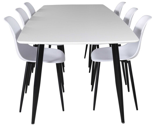 Venture Design Polar & Polar spisegruppe Hvit/hvit 6 st stoler & bord 240 x 100 cm