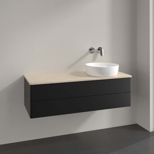 Villeroy & Boch Antao Servantskap med 2 skuffer 120x50x36 cm u/lys Sort Matt/Crème