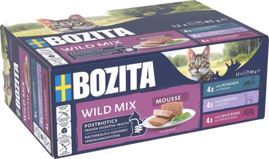 Bozita Katt Mousse Blandet Vill 12 x 85g Våtfôr for Helse og Pels