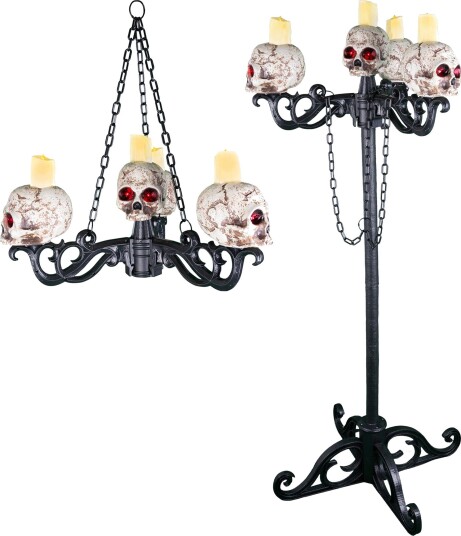 LED Takkrone/Kandelaber med hodeskaller 2in1
