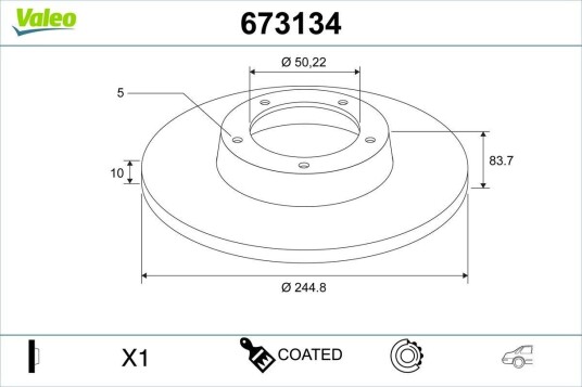 VALEO 673134 Bremseskive
