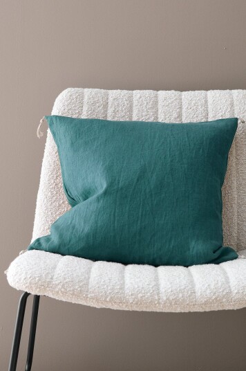 Ellos Home Putetrekk Candice Tassel i vasket lin 50x50 cm Grønn