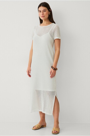 Vila Maxikjole viMine O neck S/S Midi Dress Hvit