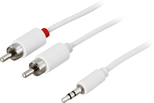 DELTACO 3m Lydkabel 3.5mm til 2xRCA Hvit