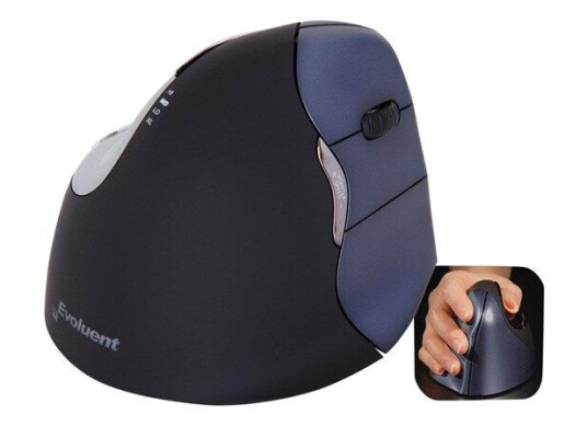 Evoluent VerticalMouse 4 Right Ergonomisk Trådløs Mus med Laser og 6 Knapper - Svart