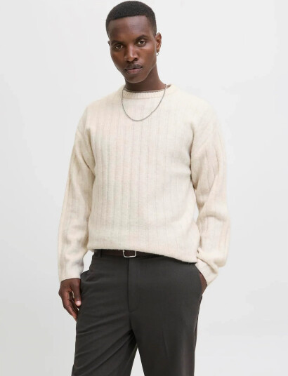 Jack & Jones Jjebradley Carter Knit Crew Neck Ln - Cream - XL Jack & Jones Jjebradley Carter Knit Crew Neck Ln - Cream - XL