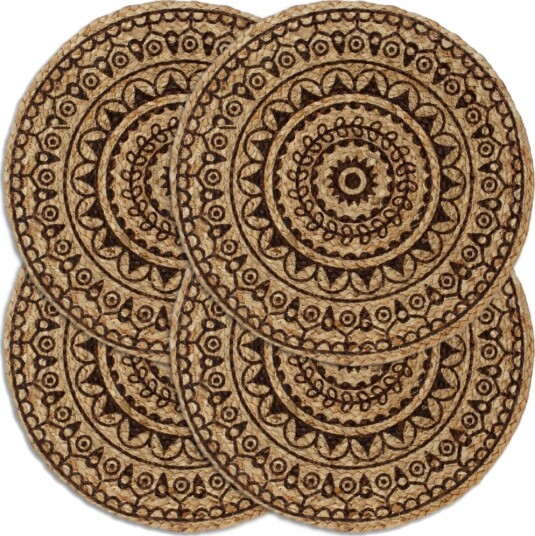 vidaXL Bordmatter 4 stk mørkebrun 38 cm rund jute vidaXL Bordmatter 4 stk mørkebrun 38 cm rund jute