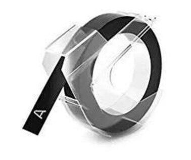 DYMO Dymo pregetape selvklebende, 9mm x 3m - hvit på sort