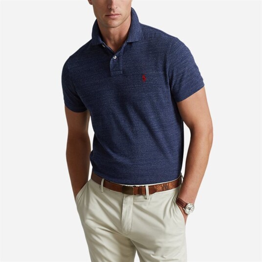 Ralph Lauren Custom Slim Fit Mesh Polo Shirt - Classic Royal Heather Blå XL