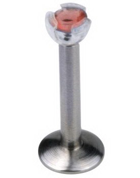 Clear Cut Labret Rød Strl 1.2 x 8 mm med 2,5 mm kule