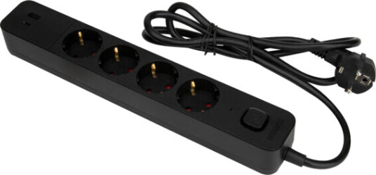 Namron Skjøteledning 4-veis Jord USB-A/C 1,5m Sort - 1510605