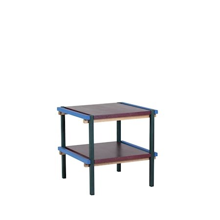 Kvadratiskt Sidobord Ek Blå/Burgundy