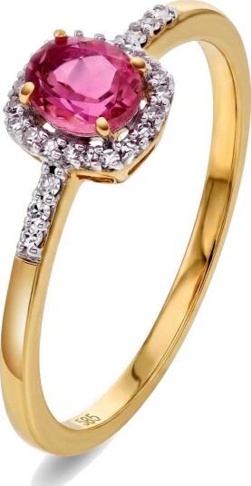 Pan Jewelry Diamantring i 585 gull 0,08 ct og rosa turmalin