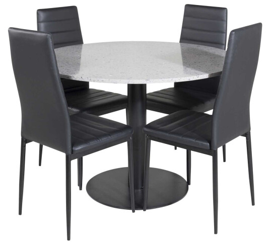 Venture Design Razzia & Slim highback spisegruppe Grå/svart 4 st stoler & bord 106 cm