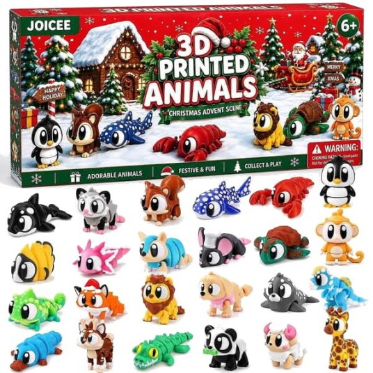 2026 Julekalender Blind Box 24 stk 3D printede bevegelige dyrefigurer Mini Samlelekesett Kreativ overraskelsesgave til barn