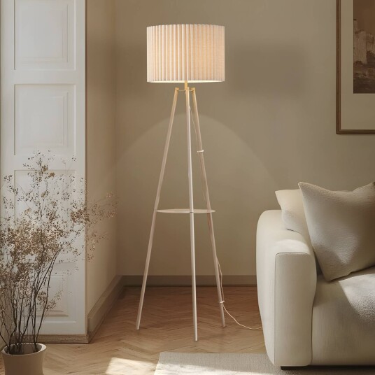 Gulvlampe Libbie Lindby Krem / amber Stue / spisestue Tekstil / stoff / silke Skandinavisk