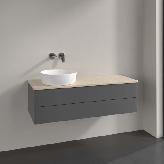 Villeroy & Boch Antao Servantskap med 2 skuffer 120x50x36 cm m/lys Antrasitt/Crème Villeroy & Boch Antao Servantskap med 2 skuffer 120x50x36 cm m/lys Antrasitt/Crème