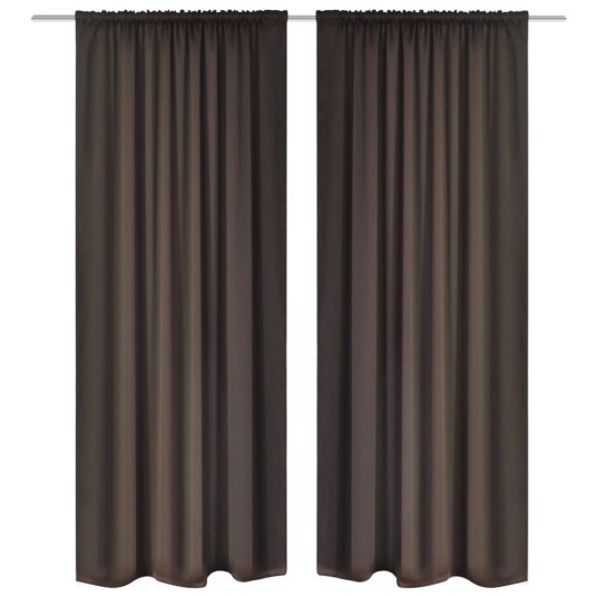 vidaXL 2stk Brune Mørkleggingsgardiner med Stang 135 x 245 cm