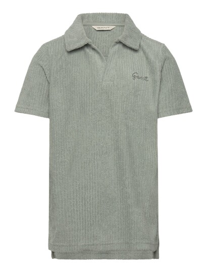 Gant Kids Revere Collar Towelling Polo   Khaki green   164