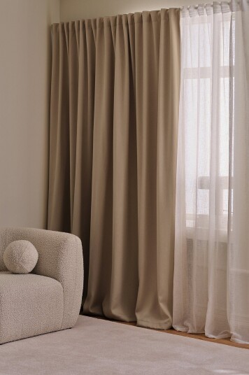 Ellos Home Mørkleggingsgardin Maida Wide ekstra bred 1 stk. Beige