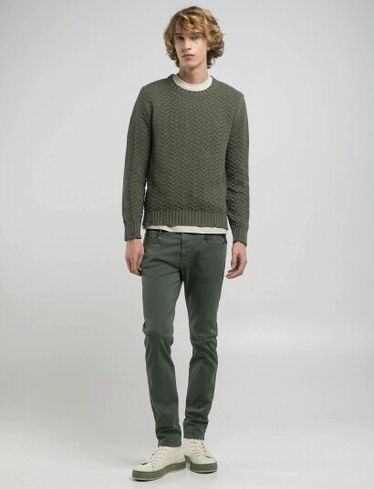 Replay Anbass Trousers Slim Hyperflex Colour Xlite - Khaki green - 29 x 34