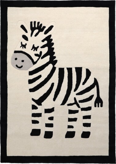 Barneteppe Zebra Hand Tufted Wool Premium beige/svart Størrelse: 120 x 180 cm Barneteppe Zebra Hand Tufted Wool Premium beige/svart Størrelse: 120 x 180 cm