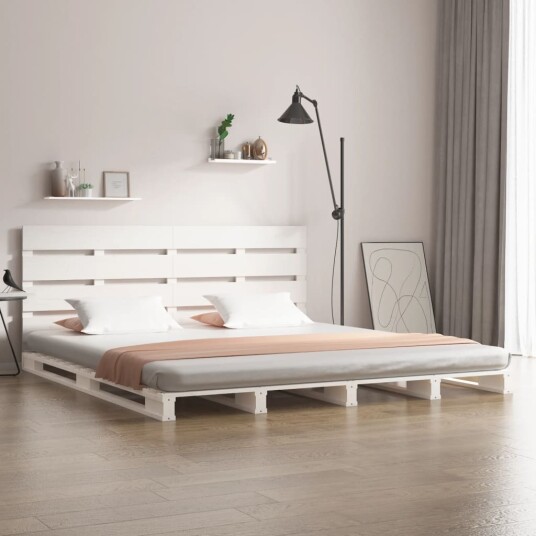 vidaXL Sengeramme hvit 140x190 cm heltre furu 8720845942847