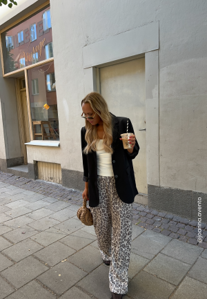 BUBBLEROOM Wide Leg Shimmer Trousers Leopard S BUBBLEROOM Wide Leg Shimmer Trousers Leopard S