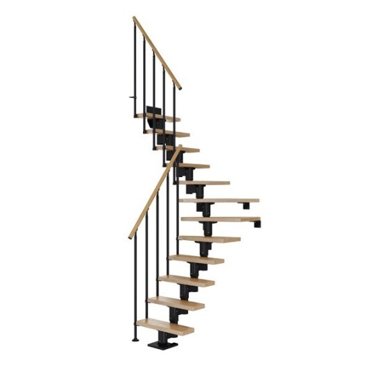 Dolle Dublin Eik L trapp Antracit Classic II Gelender 15T 61cm