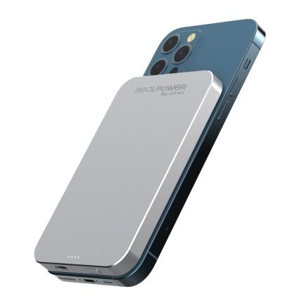 Realpower Pb-5000 Mag, 5000 Mah, Lithium Polymer (Lipo), Trådløs Lading, Sølv Realpower Pb-5000 Mag, 5000 Mah, Lithium Polymer (Lipo), Trådløs Lading, Sølv