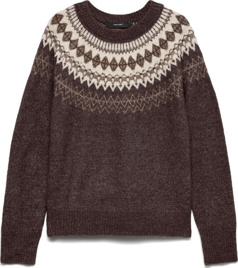 Vero Moda Simone Long Sleeve Nordic Pullover Brun S