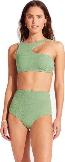 Seafolly Second Wave Assymetrical Tank Green 40
