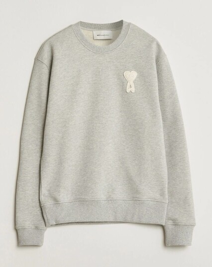 AMI Knitted Heart Logo Sweatshirt Grey Melange AMI Knitted Heart Logo Sweatshirt Grey Melange
