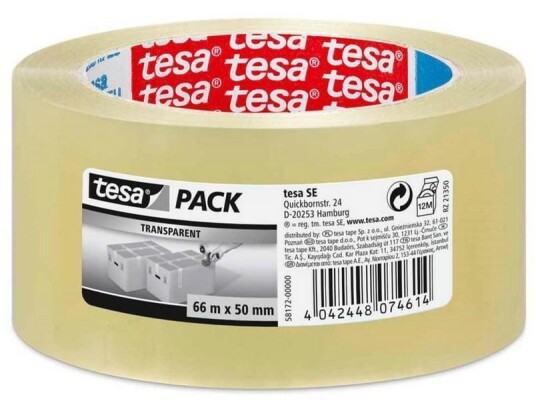 Tesa Standard Pakktape 66m x 50mm Klar